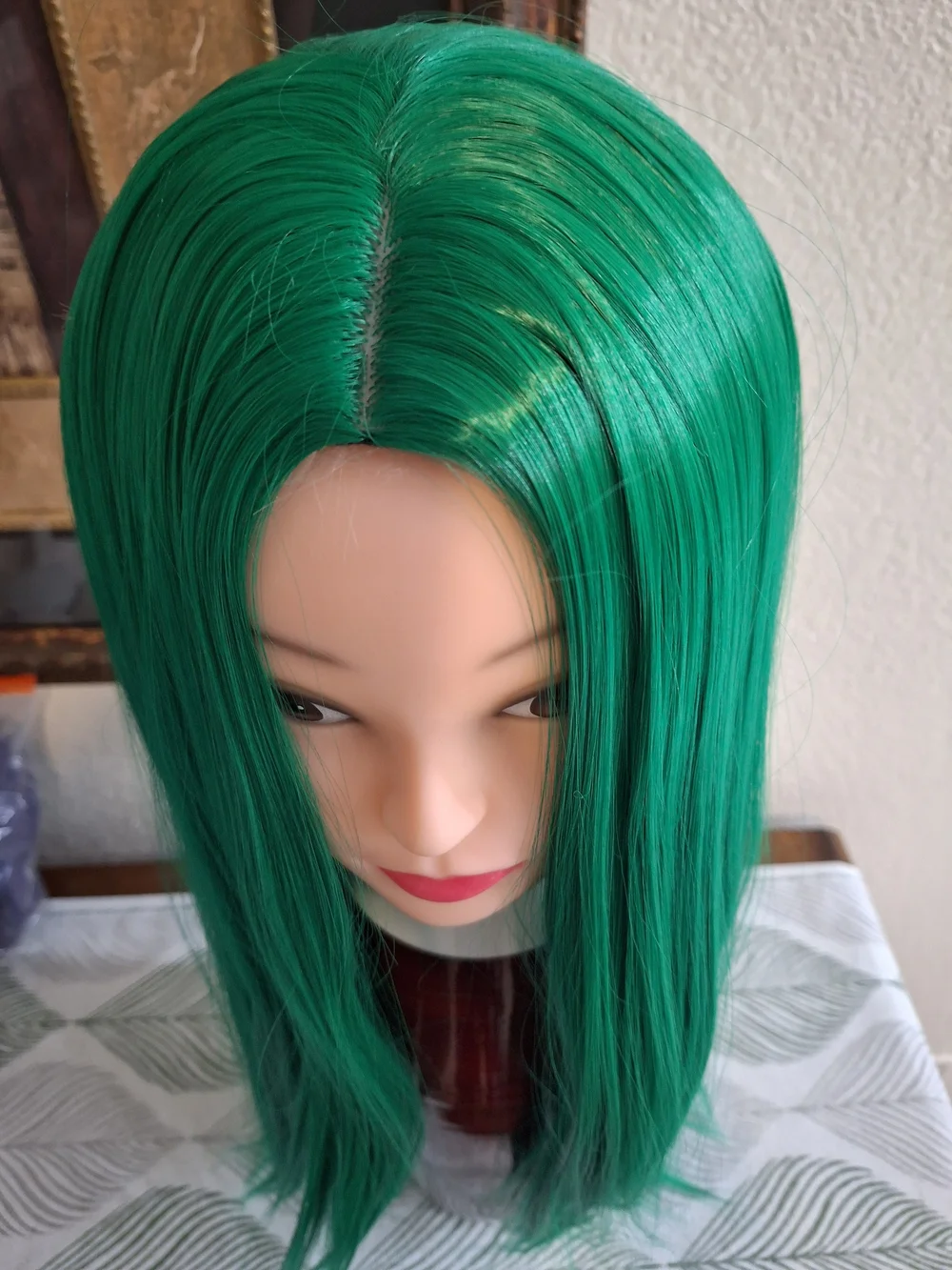 Green Long Straight Women’s Wig - Unknown Brand